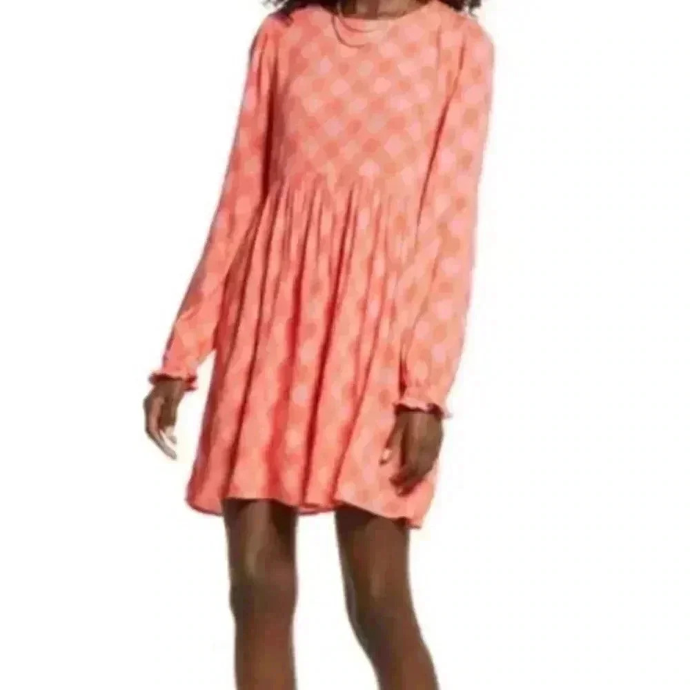 bp Plaid Long Sleeve Dress